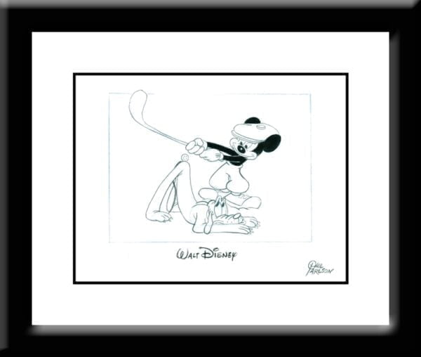 Mickey and Pluto Golfing Drawing-0