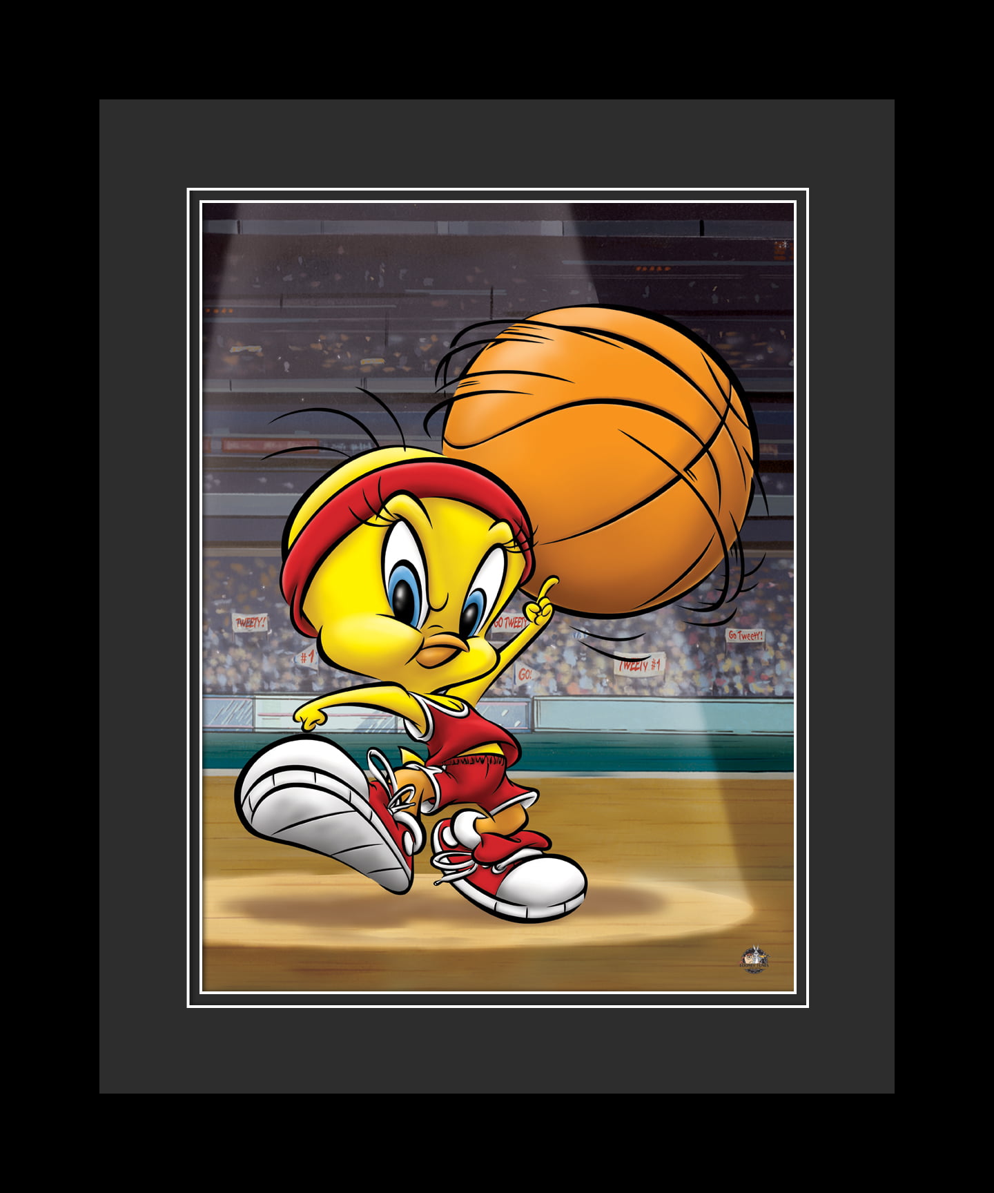 Roundball Tweety- Framed Warner  Fine Art Basketball Giclee - Classic  Moments