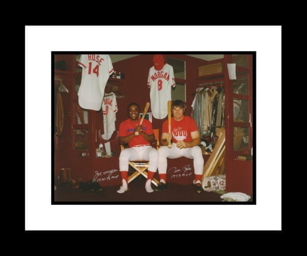 Joe Morgan and Pete Rose in Clubhouse Signed Framed 16x20-0