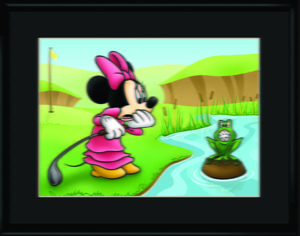 Minnie and the Frog Golfing 11x14 Lithograph-0