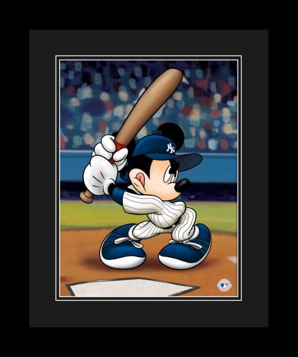 Disney - Mickey At the Plate L.E. Fine Art Giclee - Framed Yankees